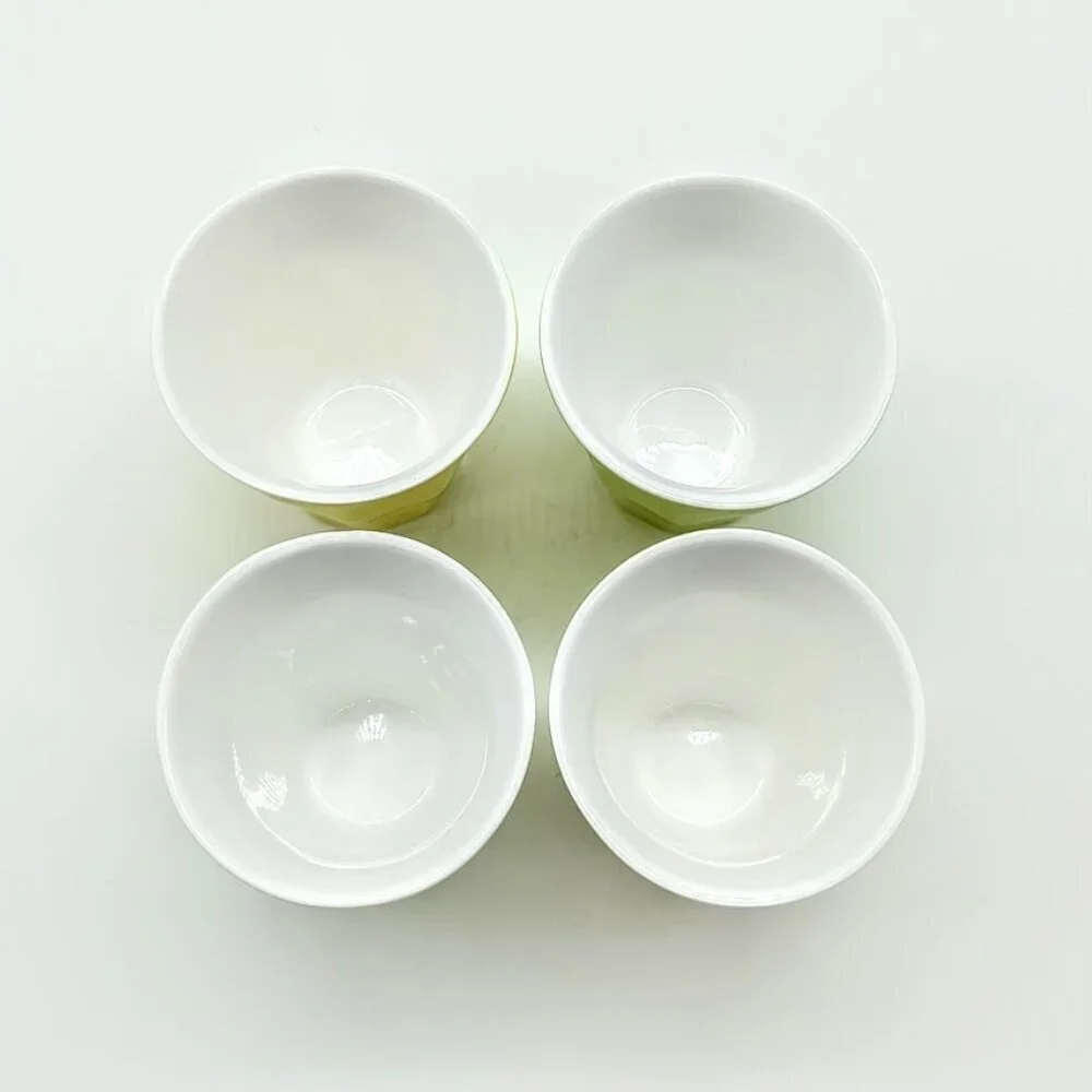 Crate & Barrel Green Yellow 3 Oz. Ceramic Espresso Shot Glasses
